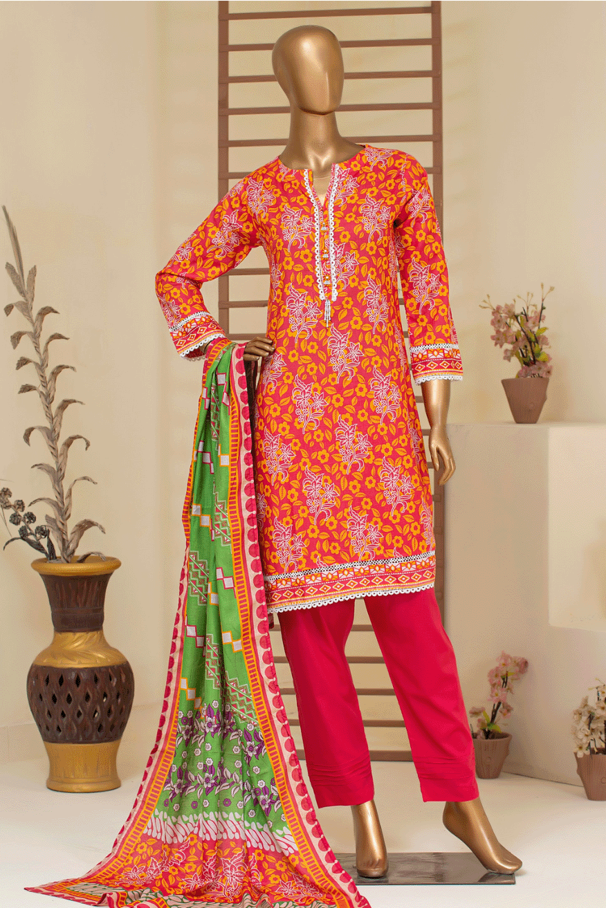 Close-up of floral embroidery on Bright Tangerine Kurta, highlighting craftsmanship admired in South Asian fashion.